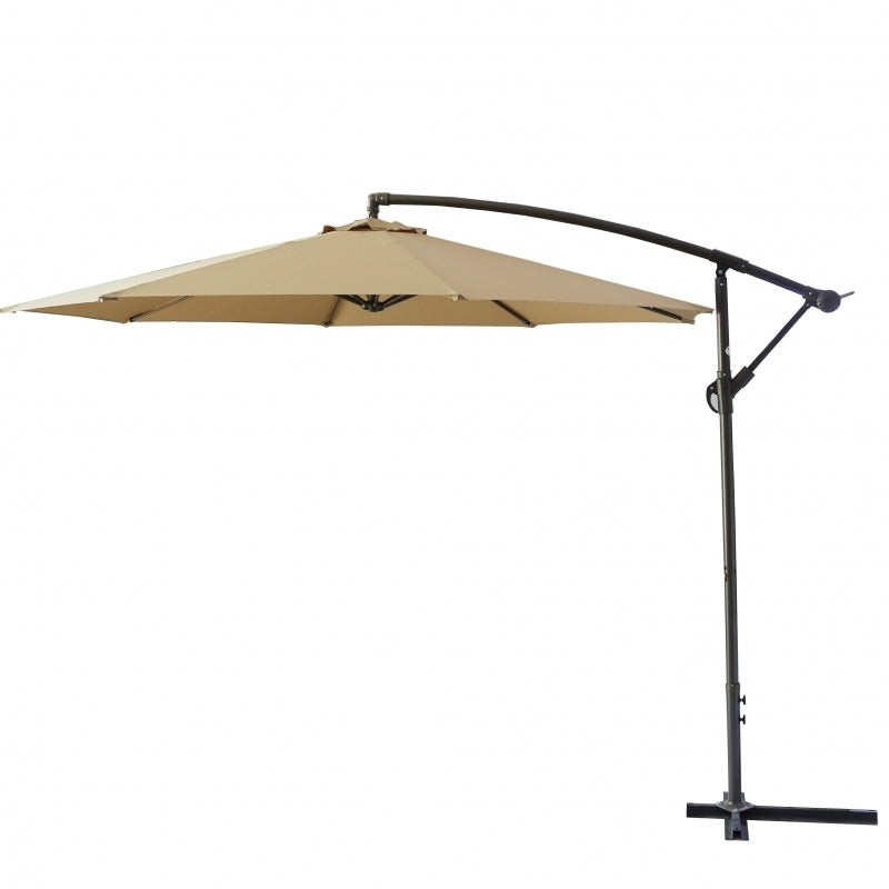 Umbrela tip banana DeHome Jardin U300 Crem, dimensiune 3 m, picior sustinere cu baza in X