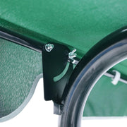 Balansoar de gradina DeHome Joy L2000, 3 locuri, cu umbrar inclus, cadru otel si poliester, verde, 170 x 115 x 153 cm, greutate maxima 150 kg