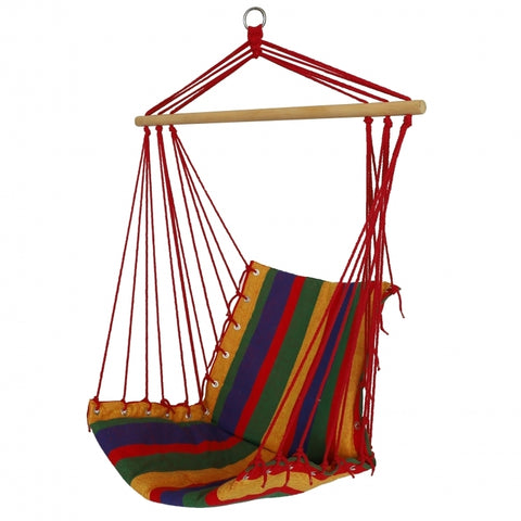 Hamac tip scaun DeHome Joy 103, multicolor, material textil, bara sustinere din lemn