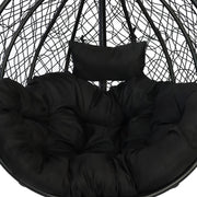 Leagan tip cuib DeHome Joy 210 negru cu suport inclus, perna neagra premium, greutate suportata 150 kg