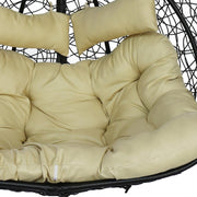 Leagan DeHome Joy 300 dublu cu suport otel, impletitura poliratan si perna inclusa, 132 x 120 x 72/198 cm, greutate suportata 200 kg