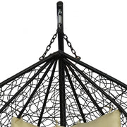 Leagan DeHome Joy 300 dublu cu suport otel, impletitura poliratan si perna inclusa, 132 x 120 x 72/198 cm, greutate suportata 200 kg