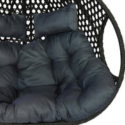 Leagan tip cuib dublu DeHome Joy 400, cu suport otel si impletitura poliratan, perna gri inclusa, 132x120x72/198 cm, greutate suportata 200 kg