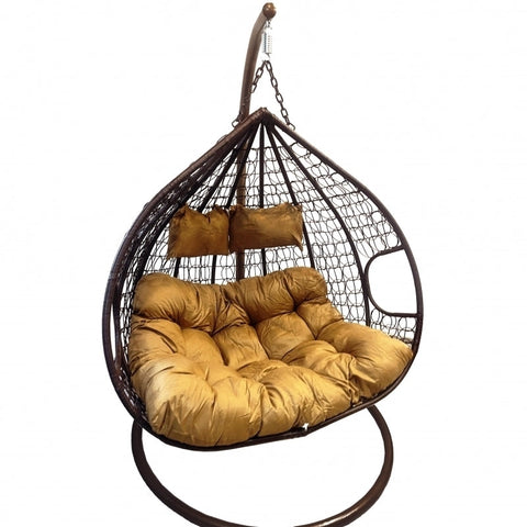 Leagan tip cuib DeHome Joy 500, dublu cu suport otel si perna inclusa, 132 x 120 x 72/198 cm, greutate suportata 200 kg