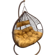 Leagan tip cuib DeHome Joy 500, dublu cu suport otel si perna inclusa, 132 x 120 x 72/198 cm, greutate suportata 200 kg