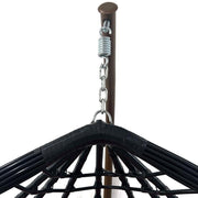 Leagan DeHome Luna 28 tip cuib cu suport picioare, perna gri inclusa, impletitura rattan negru, cadru metalic maro, suporta 150 kg, 125x105x68 cm