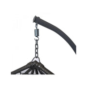 Leagan tip cuib DeHome Luna 92 negru, cu suport metalic maro, perna gri detasabila, ratan sintetic, 150 kg, diametru baza:105cm, inaltime suport:195cm