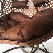 Leagan dublu DeHome Luna 600 tip cuib cu suport, perna maro, 120 x 130 x 75 cm, greutate suportata 200 kg, tehnoratan si otel