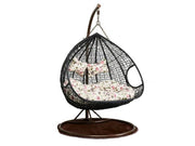 Leagan DeHome Luna 100 tip cuib dublu cu suport si perna florala, tehnoratan negru, otel, 200 kg, 120 x 130 x 75 cm