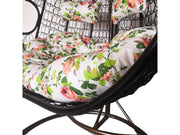 Leagan DeHome Luna 100 tip cuib dublu cu suport si perna florala, tehnoratan negru, otel, 200 kg, 120 x 130 x 75 cm