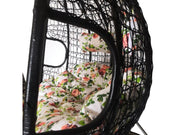 Leagan DeHome Luna 100 tip cuib dublu cu suport si perna florala, tehnoratan negru, otel, 200 kg, 120 x 130 x 75 cm