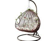 Leagan DeHome Luna 100 tip cuib dublu cu suport si perna florala, tehnoratan negru, otel, 200 kg, 120 x 130 x 75 cm