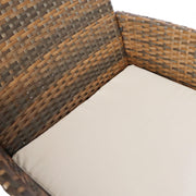 Set mobilier gradina DeHome A16, 4 locuri, ratan artificial maro, cadru metalic, canapea dubla, 2 fotolii, masuta cafea cu blat sticla, perne incluse