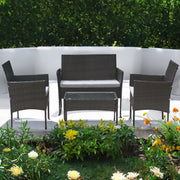 Set mobilier de gradina DeHome MG100, canapea, scaune si masuta incluse, culoarea maro