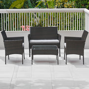Set mobilier de gradina DeHome MG100, canapea, scaune si masuta incluse, culoarea maro