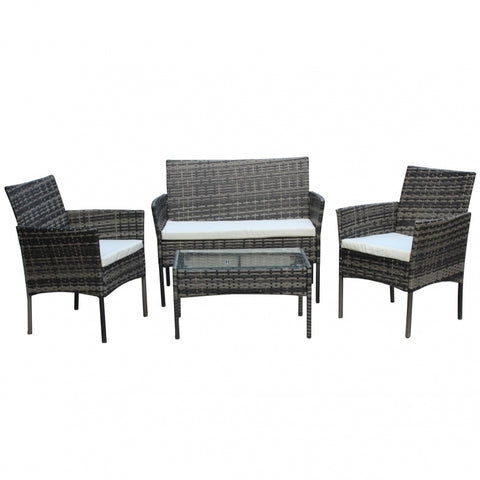 Set mobilier de gradina DeHome MG100, canapea, scaune si masuta incluse, culoarea gri