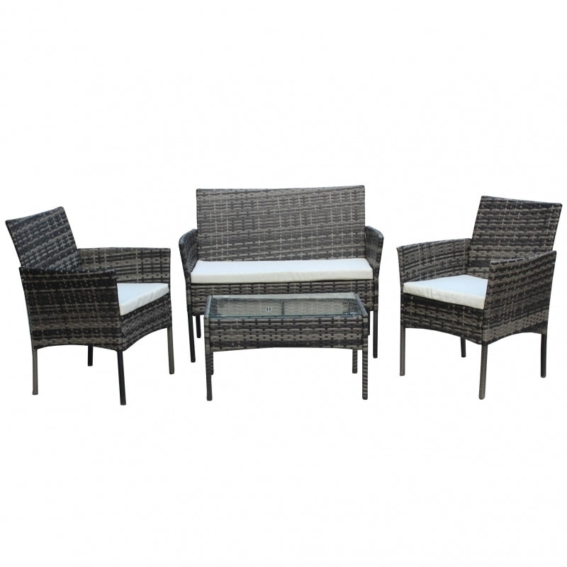 Set mobilier de gradina DeHome MG100, canapea, scaune si masuta incluse, culoarea gri