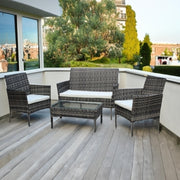 Set mobilier de gradina DeHome MG100, canapea, scaune si masuta incluse, culoarea gri