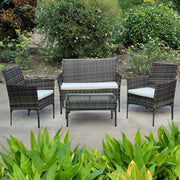 Set mobilier de gradina DeHome MG100, canapea, scaune si masuta incluse, culoarea gri