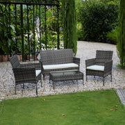 Set mobilier de gradina DeHome MG100, canapea, scaune si masuta incluse, culoarea gri