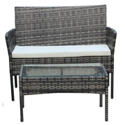 Set mobilier de gradina DeHome MG100, canapea, scaune si masuta incluse, culoarea gri