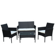 Set mobilier de gradina DeHome MG100, canapea, scaune si masuta incluse, culoarea neagra