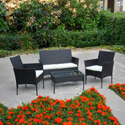 Set mobilier de gradina DeHome MG100, canapea, scaune si masuta incluse, culoarea neagra