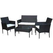 Set mobilier de gradina DeHome MG100, canapea, scaune si masuta incluse, culoarea neagra