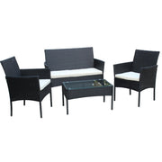 Set mobilier de gradina DeHome MG100, canapea, scaune si masuta incluse, culoarea neagra