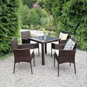 Set mobilier de gradina DeHome MG130, 4 locuri, masa si scaune incluse, Maro