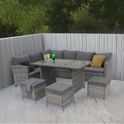 Set mobilier de gradina DeHome MG190G, 9 locuri, canapea, coltar, masa culoare gri