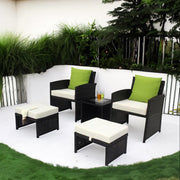 Set mobilier de gradina DeHome MG221M, 4 locuri, fotolii, tabureti, masuta cafea, culoare maro
