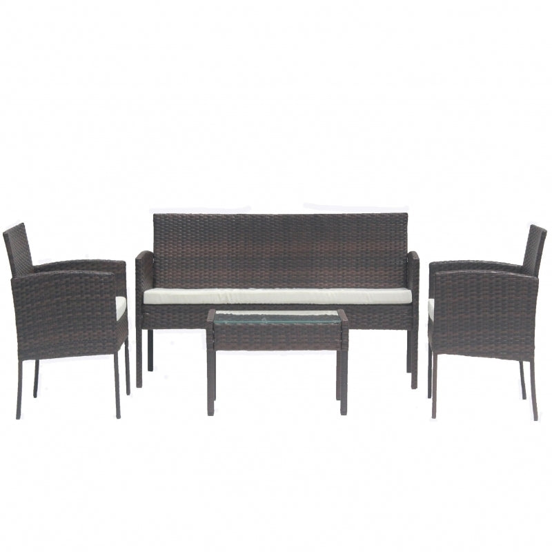 Set mobilier de gradina DeHome MG410, canapea, fotolii si masuta incluse, culoare maro