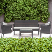 Set mobilier de gradina DeHome MG410, canapea, fotolii si masuta incluse, culoare maro