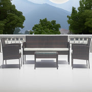 Set mobilier de gradina DeHome MG410, canapea, fotolii si masuta incluse, culoare maro