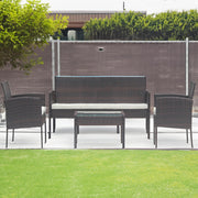 Set mobilier de gradina DeHome MG410, canapea, fotolii si masuta incluse, culoare maro