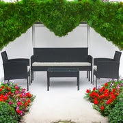 Set mobilier de gradina DeHome MG410, canapea, fotolii si masuta incluse, culoare negru