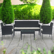 Set mobilier de gradina DeHome MG410, canapea, fotolii si masuta incluse, culoare negru