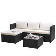 Set mobilier de gradina DeHome MG660, 4 locuri, canapea tip sezlong, masa Negru