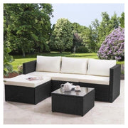 Set mobilier de gradina DeHome MG660, 4 locuri, canapea tip sezlong, masa Negru