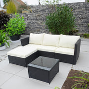 Set mobilier de gradina DeHome MG660, 4 locuri, canapea tip sezlong, masa Negru