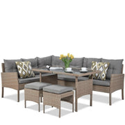 Set mobilier de gradina DeHome MG790, 8 locuri, masa, canapele, tabureti Coffee