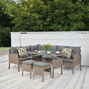 Set mobilier de gradina DeHome MG790, 8 locuri, masa, canapele, tabureti Coffee