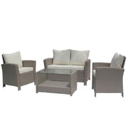 Set mobilier de gradina DeHome MG800, canapea, fotolii si masuta incluse, culoare galben maroniu