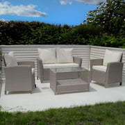 Set mobilier de gradina DeHome MG800, canapea, fotolii si masuta incluse, culoare galben maroniu