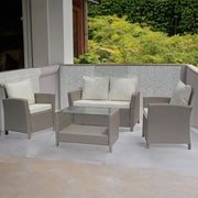 Set mobilier de gradina DeHome MG800, canapea, fotolii si masuta incluse, culoare galben maroniu