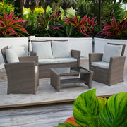 Set mobilier de gradina DeHome MG900, canapea, fotolii si masuta incluse, culoare coffee