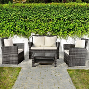 Set mobilier de gradina DeHome MG900, canapea, fotolii si masuta incluse, culoare gri