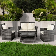 Set mobilier de gradina DeHome MG900, canapea, fotolii si masuta incluse, culoare gri