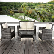 Set mobilier de gradina DeHome MG900, canapea, fotolii si masuta incluse, culoare gri